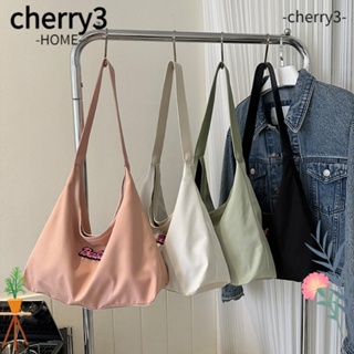 Cherry3 กระเป๋าถือ กระเป๋าสะพายไหล่ ผ้าแคนวาส น้ําหนักเบา จุของได้เยอะ สไตล์เรโทร สําหรับสตรี