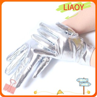 Liaoy ถุงมือหนังสั้น สีทอง สีเงิน สไตล์โกธิค สําหรับปาร์ตี้ฮาโลวีน