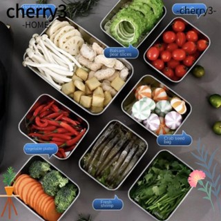 Cherry3 กล่องเก็บอาหารกลางวัน สเตนเลส ทรงสี่เหลี่ยมผืนผ้า พร้อมฝาปิด ขนาดเล็ก สําหรับกลางแจ้ง