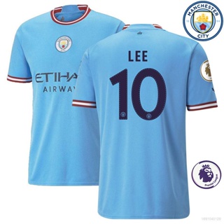 เสื้อกีฬาแขนสั้น ลายทีมชาติฟุตบอล Manchester City No.10 Lee 2022-2023 ชุดเหย้า สไตล์เรโทร พลัสไซซ์