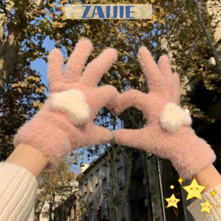 Zaijie24 ถุงมือฤดูหนาว เรียบง่าย น่ารัก หน้าจอสัมผัส ถุงมือนักเรียน