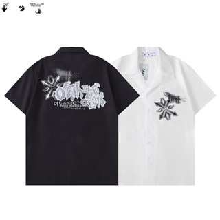 Off-white เสื้อเชิ้ตแขนสั้น คอปก พิมพ์ลาย OW ดูดซับความชื้น แห้งเร็ว ของแท้ 100% แนวสตรีท สเก็ตบอร์ด เหมาะกับฤดูร้อน สําหรับผู้ชาย คู่รัก