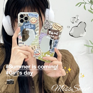 เคสโทรศัพท์มือถือกระจก ลายหน้ายิ้ม สไตล์อเมริกัน สําหรับ IPhone14 13 12 11 Pro Max IPhone11