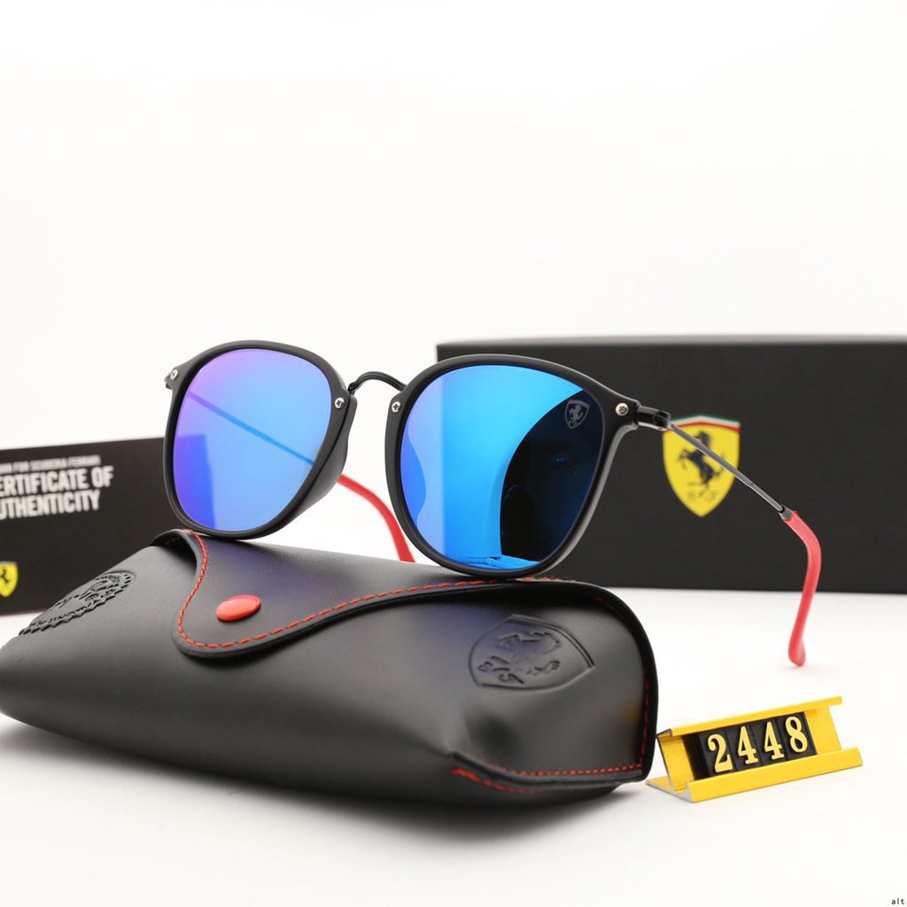 แว่นกันแดด Ferrari ray-BAN สำหรับผู้ชายและผู้หญิงแบรนด์หรูย้อนยุค UV400กล่องเดิม dropshipping T7qo