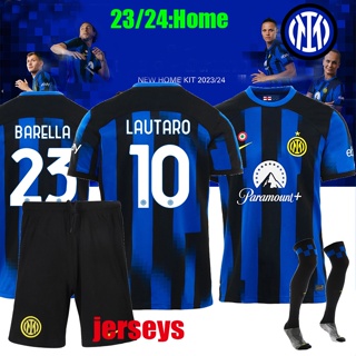 ใหม่ เสื้อกีฬาแขนสั้น ลายทีมชาติฟุตบอล Inter Milan 23 24 ชุดเหย้า คุณภาพสูง พร้อมถุงเท้า และกางเกง 2023 2024 LAUTARO J.CORREA BARELLA BASTONI CALHANOGLU ชุดเหย้า สําหรับผู้ชาย