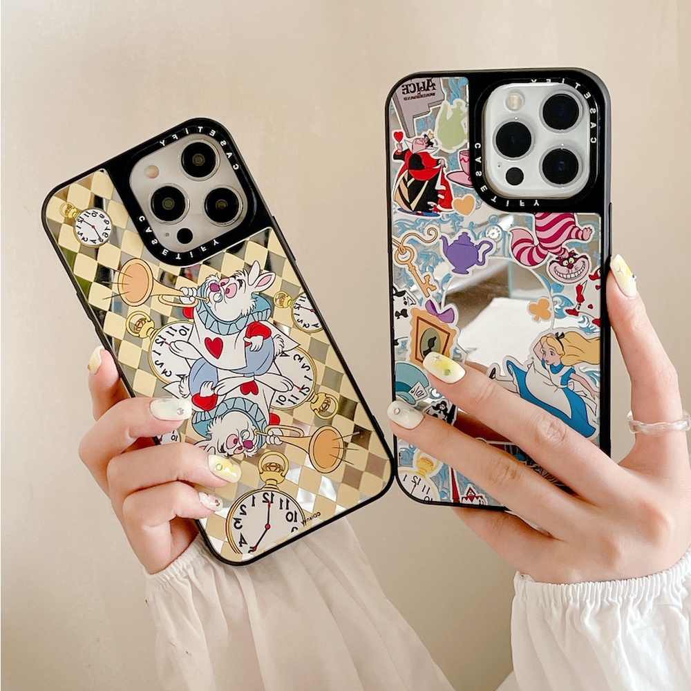 Disney Alice in Wonderland Hard Mirror Casetifyเคสโทรศัพท์สําหรับiPhone 16 15 14 13 12 11 Pro Max Pl