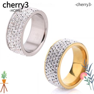 Cherry3 แหวนสเตนเลส ฝังเครื่องประดับ ไซซ์ 8-12