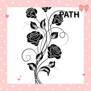 Path สติกเกอร์เถาวัลย์ดอกไม้ สีดํา ลอกออกได้ สําหรับตกแต่งผนังห้องนอน DIY 2 ชิ้น