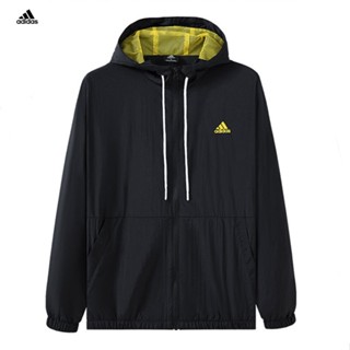 Adidas ของแท้ 100% เสื้อแจ็กเก็ต เสื้อฮู้ดดี้ ปักลายโลโก้ พลัสไซซ์ กันน้ํา สําหรับผู้ชาย