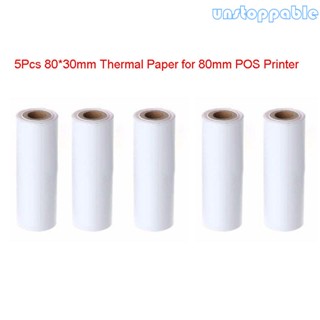 Un* กระดาษความร้อน พรีเมี่ยม ขนาด 80 มม. x 30 มม. 5 ม้วน