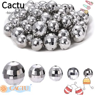 Cactu ลูกปัดดิสโก้ สีเงิน 4 ขนาด สําหรับทําเครื่องประดับ ต่างหู DIY