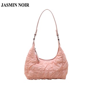 Jasmin NOIR กระเป๋าสะพายไหล่ กระเป๋าถือ ผ้าไนล่อน จับจีบ ลําลอง สําหรับสตรี