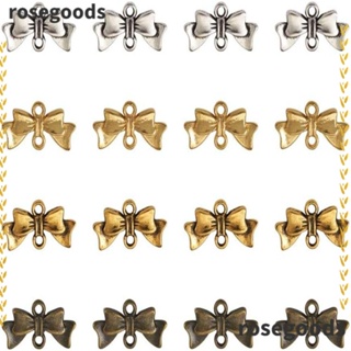 Rosegoods1 จี้โลหะผสมสังกะสี รูปโบว์ สีเงิน สีทอง สําหรับทําเครื่องประดับ DIY