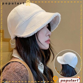 Popular หมวกเบสบอล ผ้าขนแกะ ให้ความอบอุ่น สําหรับผู้หญิง