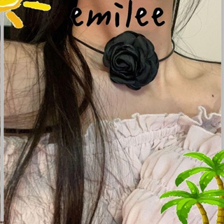 Emilee สร้อยคอโชคเกอร์ เชือกยาว จี้ดอกกุหลาบ ขนาดใหญ่ ปรับได้ โรแมนติก สําหรับผู้หญิง