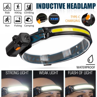 COB+LED Headlight 3 Mode Front Light USB Rechargeable Headlamp Head Light