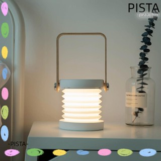 Pista โคมไฟอ่านหนังสือ Led แบบพับได้ ด้ามจับไม้ หรี่แสงได้ ชาร์จ USB สําหรับข้างเตียง ห้องนอน