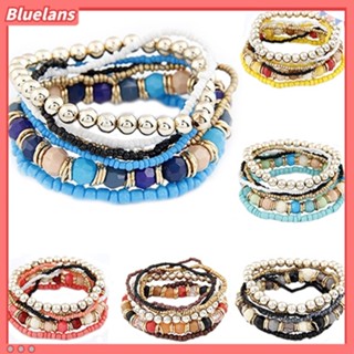 【 Bluelans 】สร้อยข้อมือ กําไลข้อมือ ลูกปัดอะคริลิค หลายชั้น สไตล์โบฮีเมียน ชายหาด ฤดูร้อน สําหรับผู้หญิง