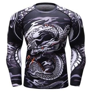 แบรนด์ใหม่ UFC BJJ MMA GYM ออกกําลังกาย บีบอัด Rashguard เสื้อยืดผู้ชาย ออกกําลังกาย 3D ฟิตเนส รัดรูป เพาะกาย ข้ามพอดี Rash Guard