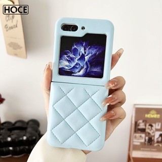 Hoce ZFlip5 เคสโทรศัพท์มือถือหนัง Pu นิ่ม กันกระแทก ลายตารางสี่เหลี่ยมขนมเปียกปูน สําหรับ Samsung Galaxy Z Flip3 ZFlip4 5G Flip5 Flip4