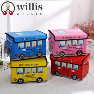 Willis กล่องเก็บของ กันน้ํา กันชื้น ลายการ์ตูนรถบัส พับได้ ขนาดใหญ่ สไตล์ญี่ปุ่น พร้อมฝาปิด สําหรับเด็ก