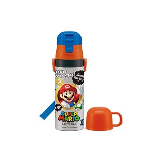 Skater Childrens 2WAY Stainless Steel Kids Water Bottle with Cup Super Mario 430ml Boy SKDC4-A