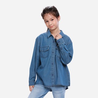 WRANGLER KIDS เสื้อเชิ้ตแขนยาวเด็กผู้หญิง คอลเลคชั่น Funky Street รุ่น WK C2026102 DENIM แรงเลอร์ เสื้อเชิ้ตแขนยาว เสื้อเชิ้ตแขนยาวเด็กผู้หญิง