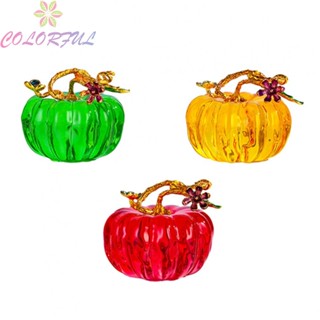 【COLORFUL】Crystal Pumpkin Home Decoration Ornament Souvenir Yellow/Red/Green Creative