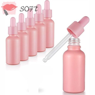 Softness ขวดแก้วใส่น้ํามันหอมระเหย เคลือบสีชมพู 1 ออนซ์ เติมได้ 30 มล. 6 ชิ้น