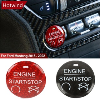 Hotwind สติกเกอร์คาร์บอนไฟเบอร์ ติดปุ่มสตาร์ทเครื่องยนต์รถยนต์ สําหรับ Ford Mustang 2015-2022 N8T6