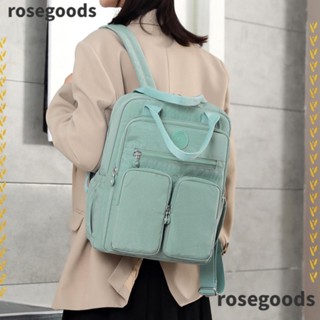 Rosegoods1 กระเป๋าเป้สะพายหลัง ผ้าไนล่อน กันน้ํา แต่งซิป มีหลายช่อง เรียบง่าย สําหรับใส่แล็ปท็อป เดินทาง