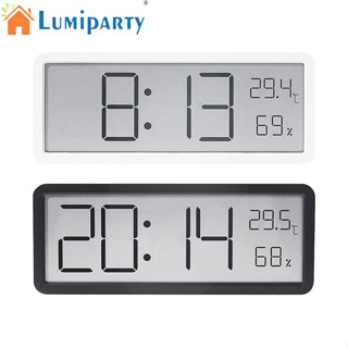 Lumiparty นาฬิกาปลุกดิจิทัล หน้าจอ LCD มัลติฟังก์ชั่น อุณหภูมิ ความชื้น นาฬิกาปลุก บางพิเศษ นาฬิกาอิเล็กทรอนิกส์