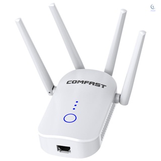 Comfast CF-WR758AC เครื่องทวนสัญญาณ WiFi 1200Mbps 2.4GHz+5.8GHz ดูอัลแบนด์ พร้อมเสาอากาศ 4 เสาอากาศ ปลั๊ก UK