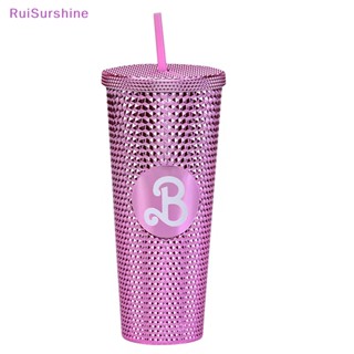 Ruisurshine ใหม่ แก้วน้ําสตั๊ด 24 ออนซ์ พร้อมหลอดดูด สําหรับบาร์บี้