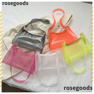 Rosegoods1 กระเป๋าสะพายไหล่ PVC แบบใส น้ําหนักเบา สีพื้น แฟชั่นสําหรับผู้หญิง