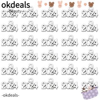 Okdeals ป้ายอัลลอย รูปตัวเลข สีเงิน สําหรับทําเครื่องประดับ ตกแต่งคริสต์มาส 2024 2024