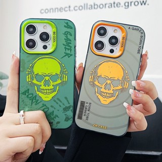 เคสโทรศัพท์มือถือ ลายการ์ตูนกราฟฟิตี้ กะโหลก เรืองแสง สําหรับ iPhone 11 14 13 12 Pro Max