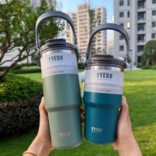 Tyeso ใหม่ แก้วกาแฟ สเตนเลส สองชั้น มีฉนวนกันความร้อน แบบพกพา ความจุขนาดใหญ่#0828#