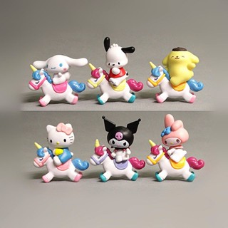 [BTF] ตุ๊กตาฟิกเกอร์ Melody Hello Kitty Cinnamon Dog Kuromi Pacha Dog 6 แบบ สําหรับตกแต่งเค้ก C8XY