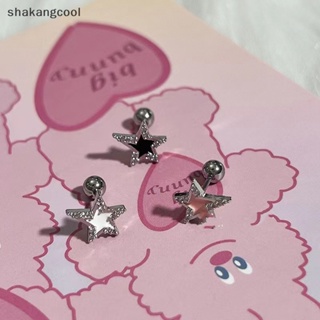 Shakangcool ต่างหูสตั๊ด รูปดาวห้าแฉก ดาว สีดํา สีขาว สีชมพู สไตล์เกาหลี เครื่องประดับแฟชั่น สําหรับผู้หญิง SGL