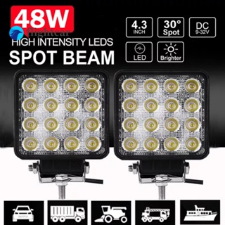 Ft AUTOHM ไฟตัดหมอก LED 48W 12V 24V 4WD 4X4 SUV สว่างมาก สีขาว สําหรับรถยนต์ รถบรรทุก เรือ 2 ชิ้น