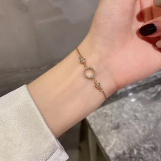 เครื่องประดับ สร้อยข้อมือ ประดับเพชรเทียม สามารถปรับได้ สีโรสโกลด์ สีเงิน แบบเรียบง่าย เหมาะกับของขวัญ สําหรับผู้หญิง