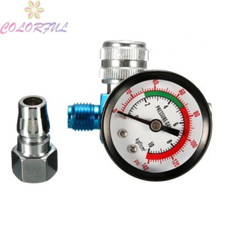 【COLORFUL】1/4inch Thread Air Pressure Regulator Valve Inlet Tail Gauge for spray painting