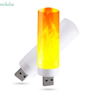 Nickolas โคมไฟกลางคืน LED รูปเปลวไฟ ชาร์จ USB สําหรับตกแต่งข้างเตียง ตั้งแคมป์ ห้องนอน