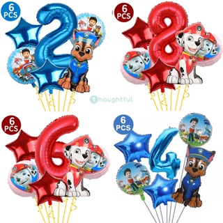 6 ชิ้น Paw Patrol Dog ลูกโป่งชุดการ์ตูนอลูมิเนียมฟอยล์บอลลูนเด็กอุปกรณ์งานเลี้ยงวันเกิดของขวัญเด็ก TH