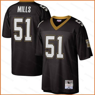 Fb 1987 NFL ใหม่ Orleans Saints Legacy Jersey Sam Mills เสื้อยืดกีฬา พลัสไซซ์