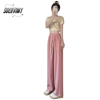 SOERVIMY  กางเกงขายาว กางเกงเอวสูง สไตล์เกาหลี แฟชั่น 2023 NEW  Korean Style High quality คุณภาพสูง สวยงาม A93L4OW 36Z230909