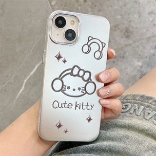 เคสโทรศัพท์มือถือ ชุบไฟฟ้า กันกระแทก ลายการ์ตูนแมว สองด้าน สําหรับ iphone 14 pro max 14 pro 13promax 12promax 11