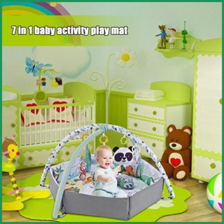 Baby Gym Play Mat 7-in-1 Baby Activity Play Mat with 5 Toys and 18 Sea Balls เหมาะสำหรับพัฒนาการด้านการเคลื่อนไหว, เหมาะสำหรับเด็กวัยหัดเดิน 0-3-6-9-12 เดือน