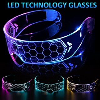 New LED Colorful Light-emitting Glasses Bar Disco Party Sci-fi Honeycomb Glasses